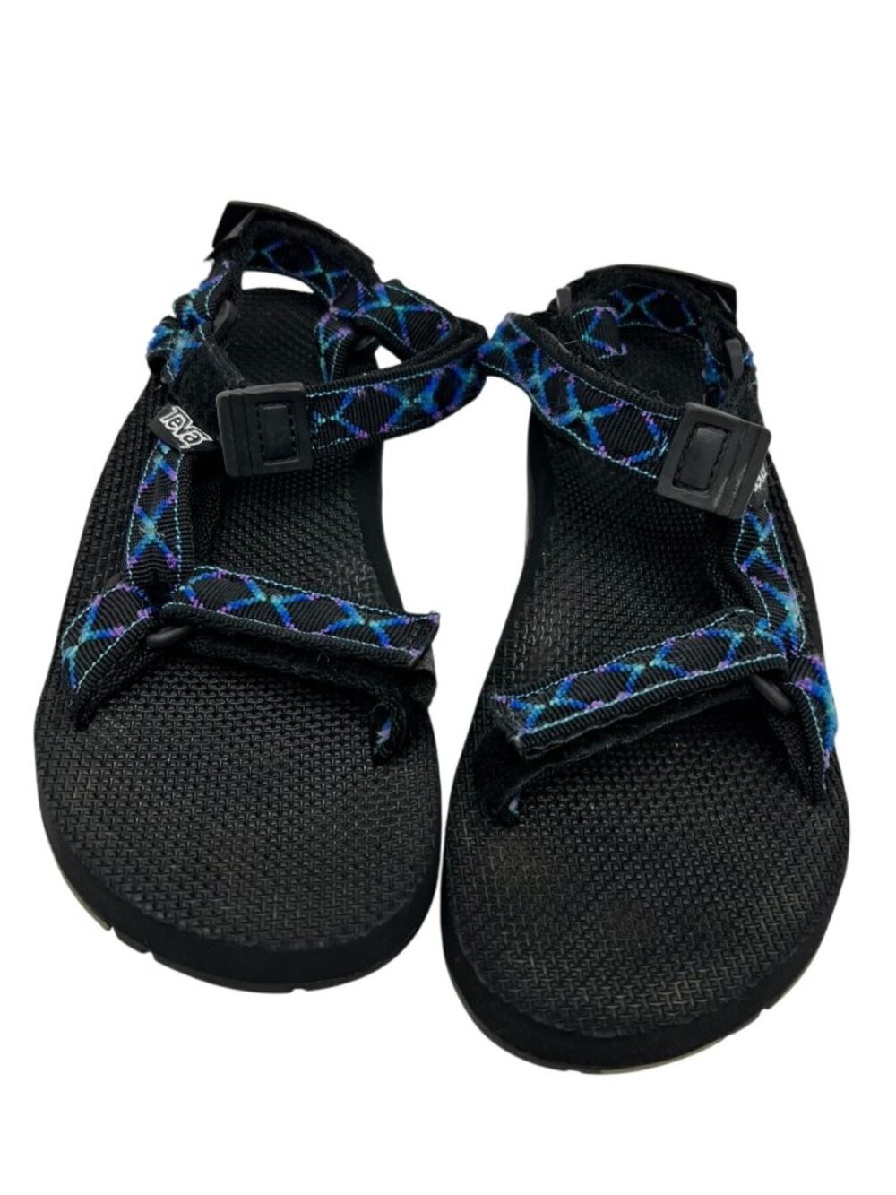 Teva Womens Sports Sandals Size 9 Black Blue Adjustable Slingback Velcro Vintage